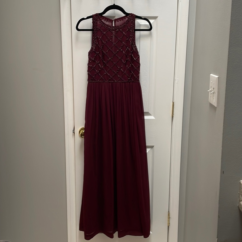 Burgundy Floor-Length Gown